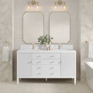 60 Inch Myrrin Freestanding Vanity in Bright White / White Zeus Top