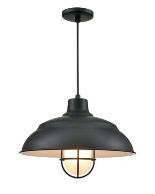 R-Series 17" Wide 1-Light Indoor/Outdoor Warehouse Cord Hung Shade - Satin Black