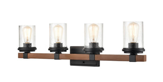 Taos 4-Light Vanity Matte Black/Wood Grain