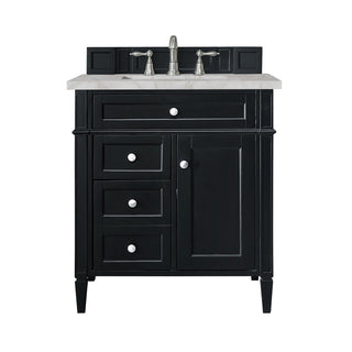 30 Inch Brittany Freestanding Vanity in Black Onyx / Victorian Silver Top