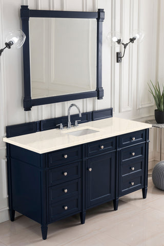 60 Inch Brittany Freestanding Vanity in Victory Blue / Eternal Marfil Top