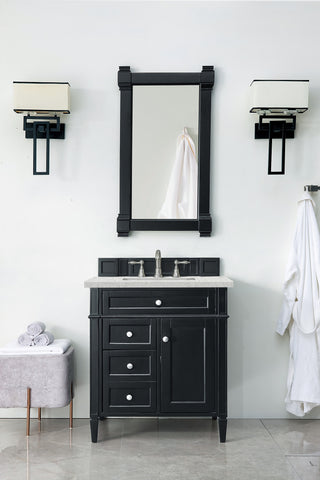 30 Inch Brittany Freestanding Vanity in Black Onyx / Eternal Jasmine Pearl Top