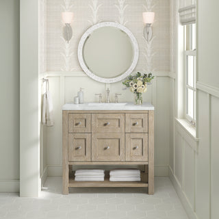 36 Inch Breckenridge Freestanding Vanity in Whitewashed Oak / Ethereal Noctis Top