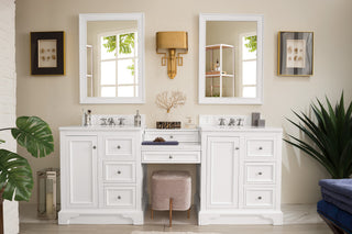 83.1 Inch De Soto Freestanding Vanity in Bright White / White Zeus Top