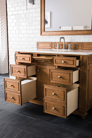 48 Inch Bristol Freestanding Vanity in Saddle Brown / White Zeus Top
