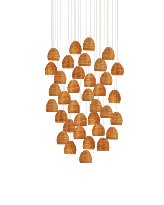 Beehive 36-Light Round Multi-Drop Pendant