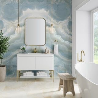 47.25 Inch Mantova Freestanding Vanity in Glossy White / Glossy White Top