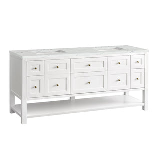 72 Inch Breckenridge Freestanding Vanity in Bright White / Ethereal Noctis Top