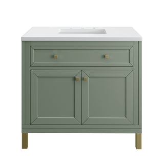 36 Inch Chicago Freestanding Vanity in Smokey Celadon / White Zeus Top