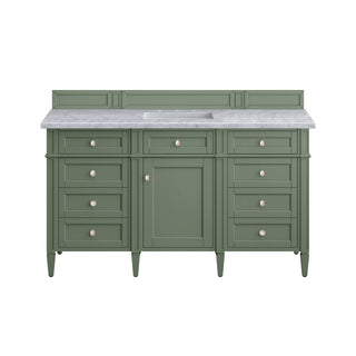 60 Inch Brittany Freestanding Vanity in Smokey Celadon / Carrara White Top