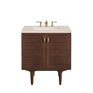 30 Inch Amberly Dual Mount Vanity in Mid-Century Walnut / Eternal Marfil Top