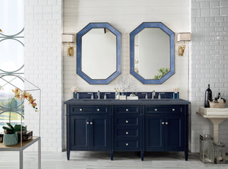 72 Inch Brittany Freestanding Vanity in Victory Blue / Charcoal Soapstone Top