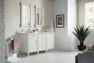 60 Inch Brittany Freestanding Vanity in Bright White / Ethereal Noctis Top