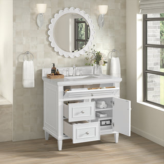 36 Inch Lorelai Freestanding Vanity in Bright White / Arctic Fall Top