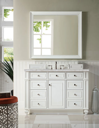 48 Inch Bristol Freestanding Vanity in Bright White / Victorian Silver Top