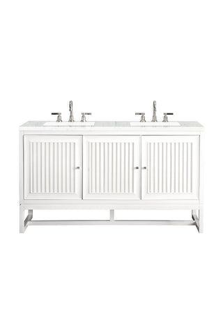 60 Inch Athens Dual Mount Vanity in Glossy White / Eternal Jasmine Pearl Top