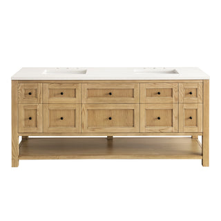 72 Inch Breckenridge Freestanding Vanity in Light Natural Oak / White Zeus Top