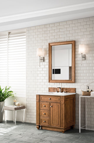 30 Inch Bristol Freestanding Vanity in Saddle Brown / White Zeus Top