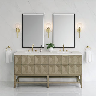 72 Inch Emmeline Freestanding Vanity in Pebble Oak / Lime Delight Top