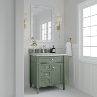 30 Inch Brittany Freestanding Vanity in Smokey Celadon / Victorian Silver Top