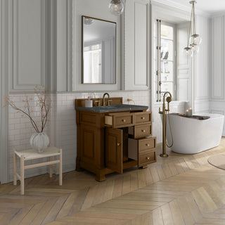 36 Inch Brookfield Freestanding Vanity in Honey Oak / Parisien Bleu Top