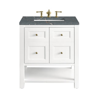 30 Inch Breckenridge Freestanding Vanity in Bright White / Parisien Bleu Top