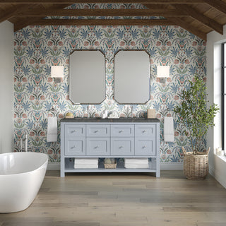 60 Inch Breckenridge Freestanding Vanity in Serenity Blue / Parisien Bleu Top