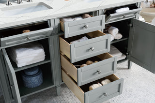 60 Inch Brittany Freestanding Vanity in Urban Gray / Ethereal Noctis Top