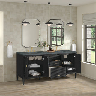 72 Inch Myrrin Freestanding Vanity in Carbon Oak / Parisien Bleu Top