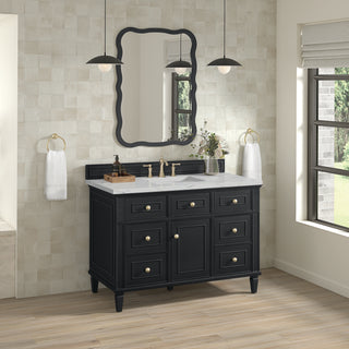 48 Inch Lorelai Freestanding Vanity in Black Onyx / Ethereal Noctis Top
