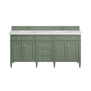 72 Inch Brittany Freestanding Vanity in Smokey Celadon / White Zeus Top