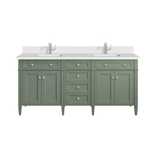 72 Inch Brittany Freestanding Vanity in Bright White / White Zeus Top
