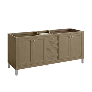 72 Inch Chicago Freestanding Vanity in Walnut Whisper / White Zeus Top