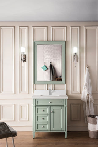 30 Inch Brittany Freestanding Vanity in Sage Green / White Zeus Top