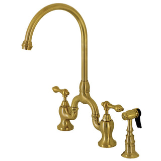 English Country Bridge Kitchen Faucet in Brushed Brass