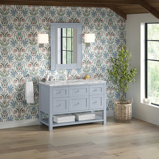 48 Inch Breckenridge Freestanding Vanity in Serenity Blue / Carrara White Top