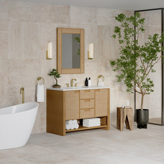 48 Inch Solene Freestanding Vanity in Seaside Oak / Eternal Jasmine Pearl Top