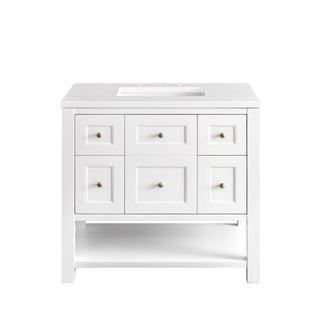 36 Inch Breckenridge Freestanding Vanity in Bright White / White Zeus Top