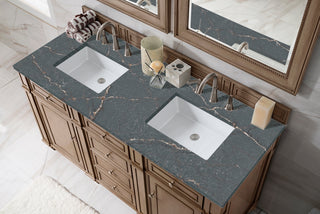 60 Inch Bristol Freestanding Vanity in Whitewashed Walnut / Parisien Bleu Top
