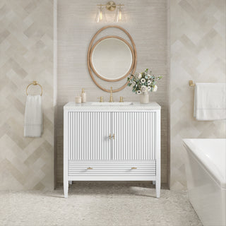 36 Inch Myrrin Freestanding Vanity in Bright White / Lime Delight Top