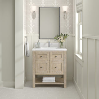 30 Inch Breckenridge Freestanding Vanity in Whitewashed Oak / White Zeus Top