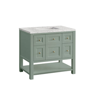 36 Inch Breckenridge Freestanding Vanity in Smokey Celadon / Eternal Jasmine Pearl Top