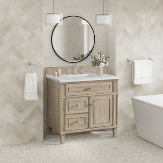 36 Inch Lorelai Freestanding Vanity in Whitewashed Oak / Arctic Fall Top