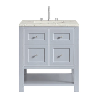 30 Inch Breckenridge Freestanding Vanity in Serenity Blue / Victorian Silver Top