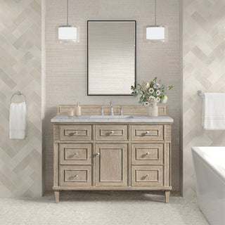 48 Inch Lorelai Freestanding Vanity in Whitewashed Oak / Eternal Jasmine Pearl Top