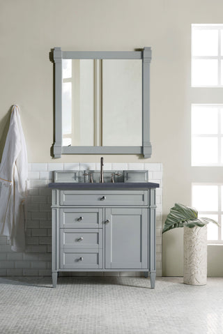 36 Inch Brittany Freestanding Vanity in Urban Gray / Charcoal Soapstone Top