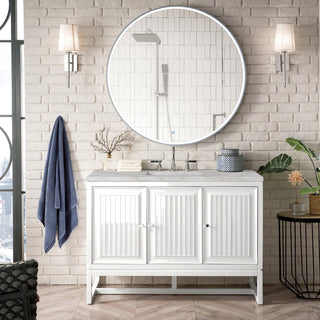 48 Inch Athens Dual Mount Vanity in Glossy White / Victorian Silver Top