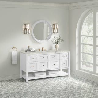 60 Inch Breckenridge Freestanding Vanity in Bright White / Victorian Silver Top
