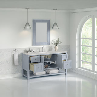 60 Inch Breckenridge Freestanding Vanity in Serenity Blue / Eternal Jasmine Pearl Top