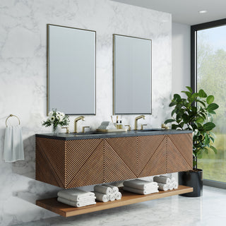 72 Inch Marcello Floating Vanity in Chestnut / Charcoal Soapstone Top